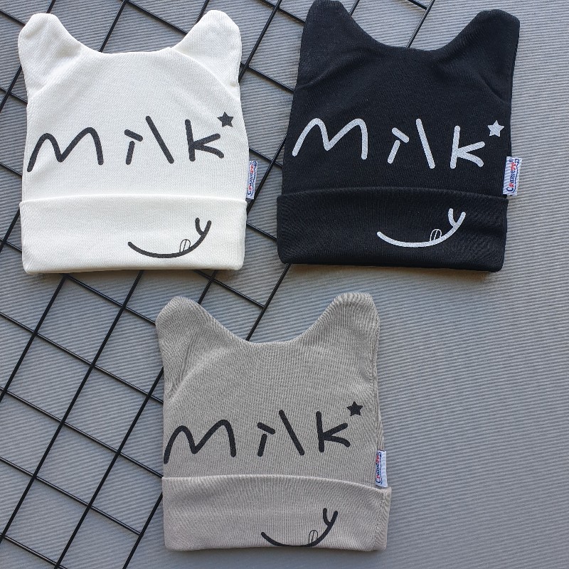 Milk Baskılı Penye Bebek Bere 0-12 Ay