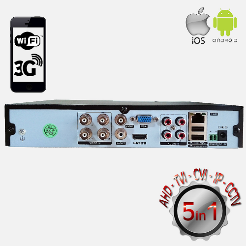 POWERGATE FLASH-B04 5Mpix H265+ 4Kanal Video, 4Kanal Ses, 1 HDD, 1944N, 3G Wifi, XMeye 5in1 DVR
