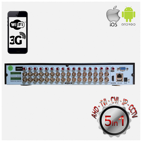 POWERGATE FLASH-B31 5Mpix H265+ 32Kanal Video, 16Kanal Ses, 2 HDD, 1944N, 3G Wifi, XMeye 5in1 DVR
