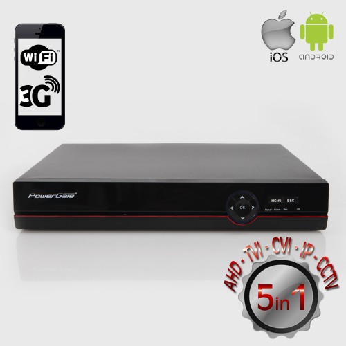 POWERGATE FLASH-X17 2Mpix, H264, 16Kanal Video, 6Kanal Ses, 2 HDD, 1080N, 3G Wifi, XMeye 5in1 DVR