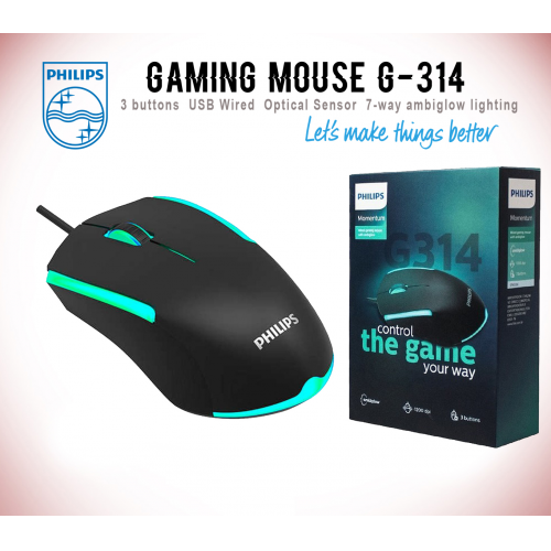 PHILIPS Momentum SPK9314/00 G314,Gaming, Işıklı, Optik, Mouse, Usb