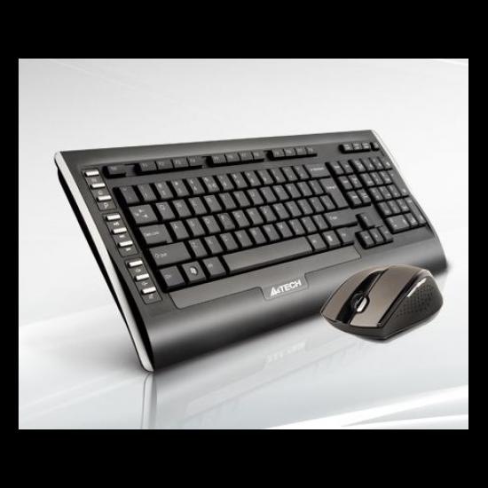 A4-Tech 9300F Türkçe Q Kablosuz Klavye Mouse Set Siyah