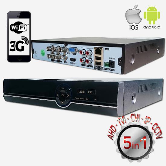 POWERGATE FLASH-B04 5Mpix H265+ 4Kanal Video, 4Kanal Ses, 1 HDD, 1944N, 3G Wifi, XMeye 5in1 DVR
