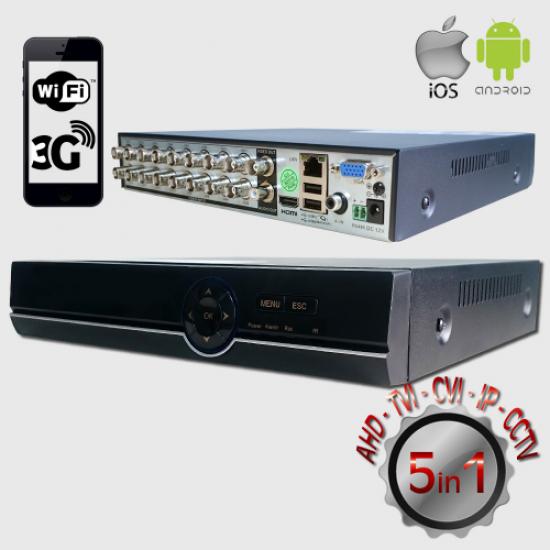 POWERGATE FLASH-B16 5Mpix H265+ 16Kanal Video, 1Kanal Ses, 1 HDD, 1944N, 3G Wifi, XMeye 5in1 DVR