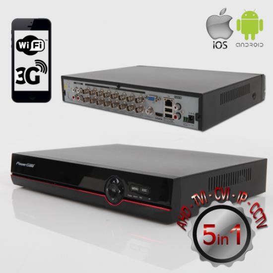 POWERGATE FLASH-X17 2Mpix, H264, 16Kanal Video, 6Kanal Ses, 2 HDD, 1080N, 3G Wifi, XMeye 5in1 DVR