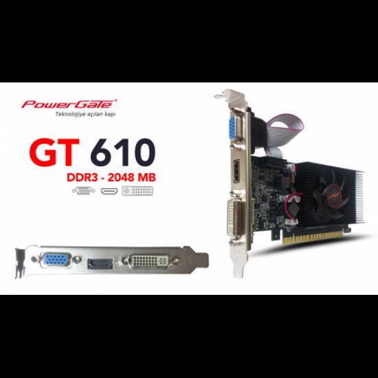 POWERGATE PG-GT610-2GB-AR 2Gb DDR3 HDMI, DVI, Analog Ekran Kartı