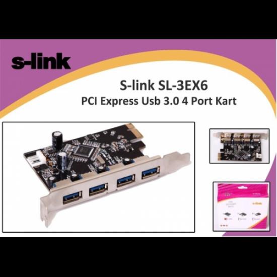 S-LINK SL-3EX6 PCI EXP.TO USB 3.0 4 Port Kart