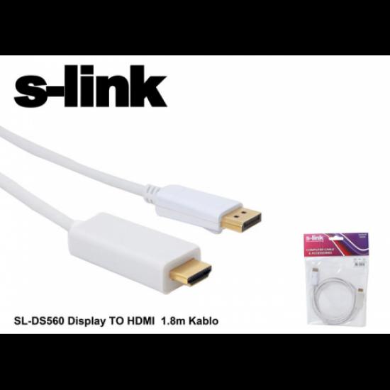 S-LINK SL-DS560 DP(Display Port) to HDMI Çevirici 1,8metre Kablo