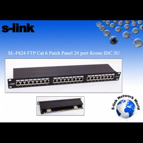 S-LINK SL-F624 Cat6 Patch Panel, 24-Port, UTP,1U