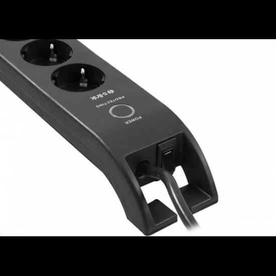 S-LINK SPG3040 Akım Korumalı 2Mt 3G1.5mm2  900 Joule  4lü Priz (Siyah)
