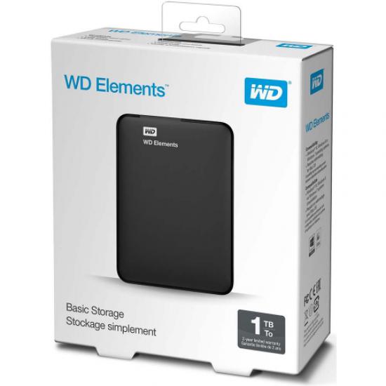 WD Elements 1TB 2,5’’ USB3,0 (WDBUZG0010BBK), Harici HDD, Siyah