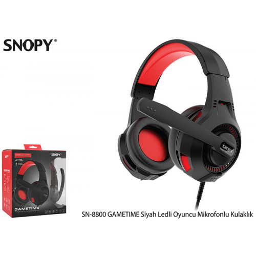 SNOPY SN-8800 GAMETIME Gaming Mikrofonlu Kulaklık (Siyah Kırmızı)