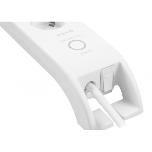 S-LINK SPG3041 Akım Korumalı 2Mt 2xUSB 2.4A 3G1.5mm2 900 Joule 4lü Priz (Beyaz)