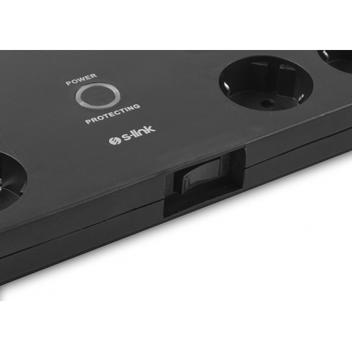 S-LINK SPG3080 Akım Korumalı 2Mt 3G1.5mm2  900 Joule  8li Priz (Siyah)