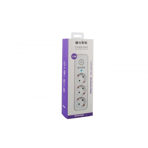 S-LINK Swapp SPGIP03 Akım Korumalı 3lü Priz 1,5Mt Kablo (Gold-Beyaz)
